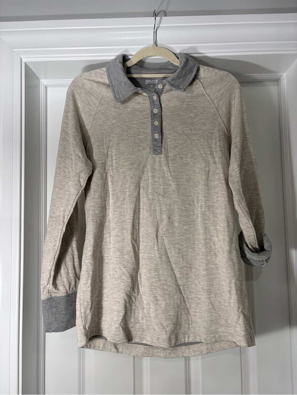 Duluth Trading Co Women's Cream Polo-Style Long Sleeve Shirt